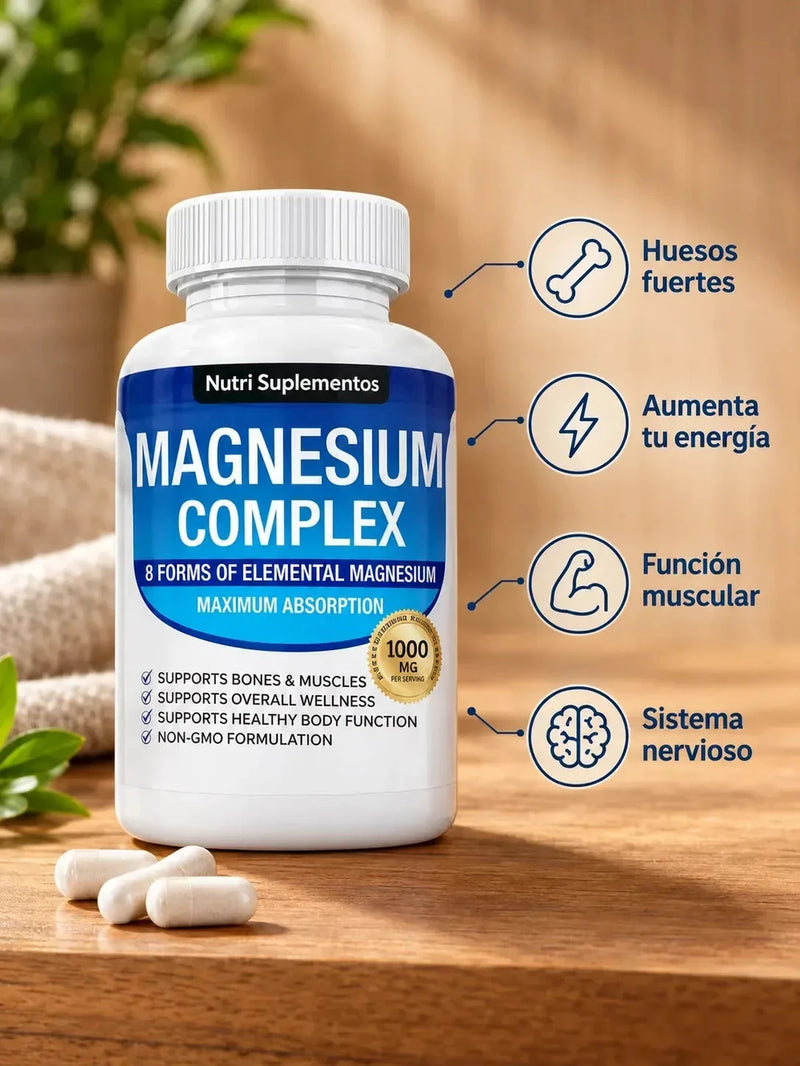 Complejo de Magnesio 8 en 1 para Dormir y Reducir el Estrés